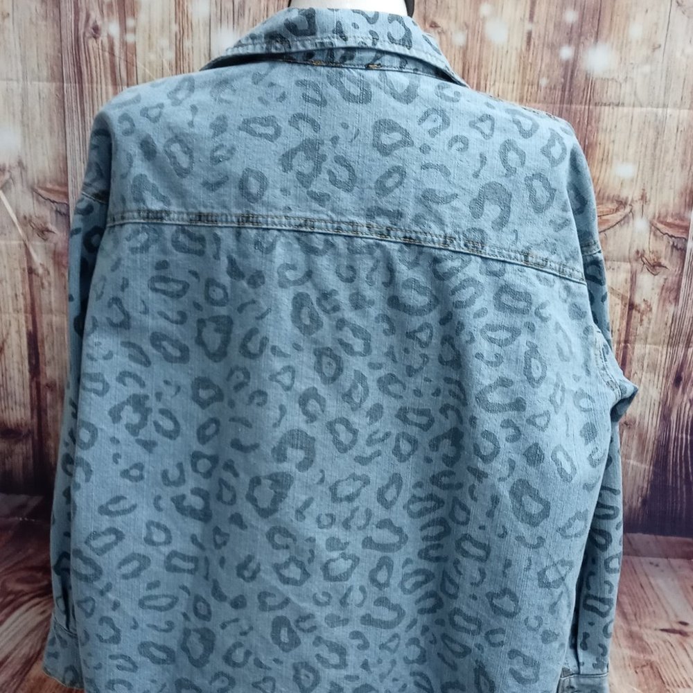 Dave & Dani Leopard Print Denim Jacket